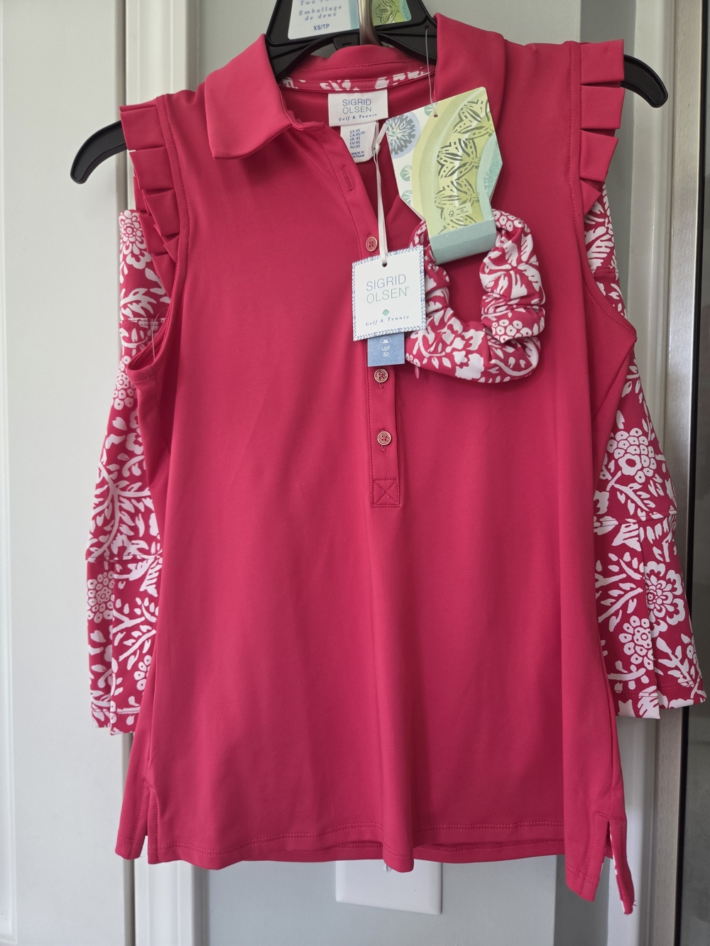 NWT Sigrid Olsen Golf & Tennis Pink Floral Skort & Polo Set XS